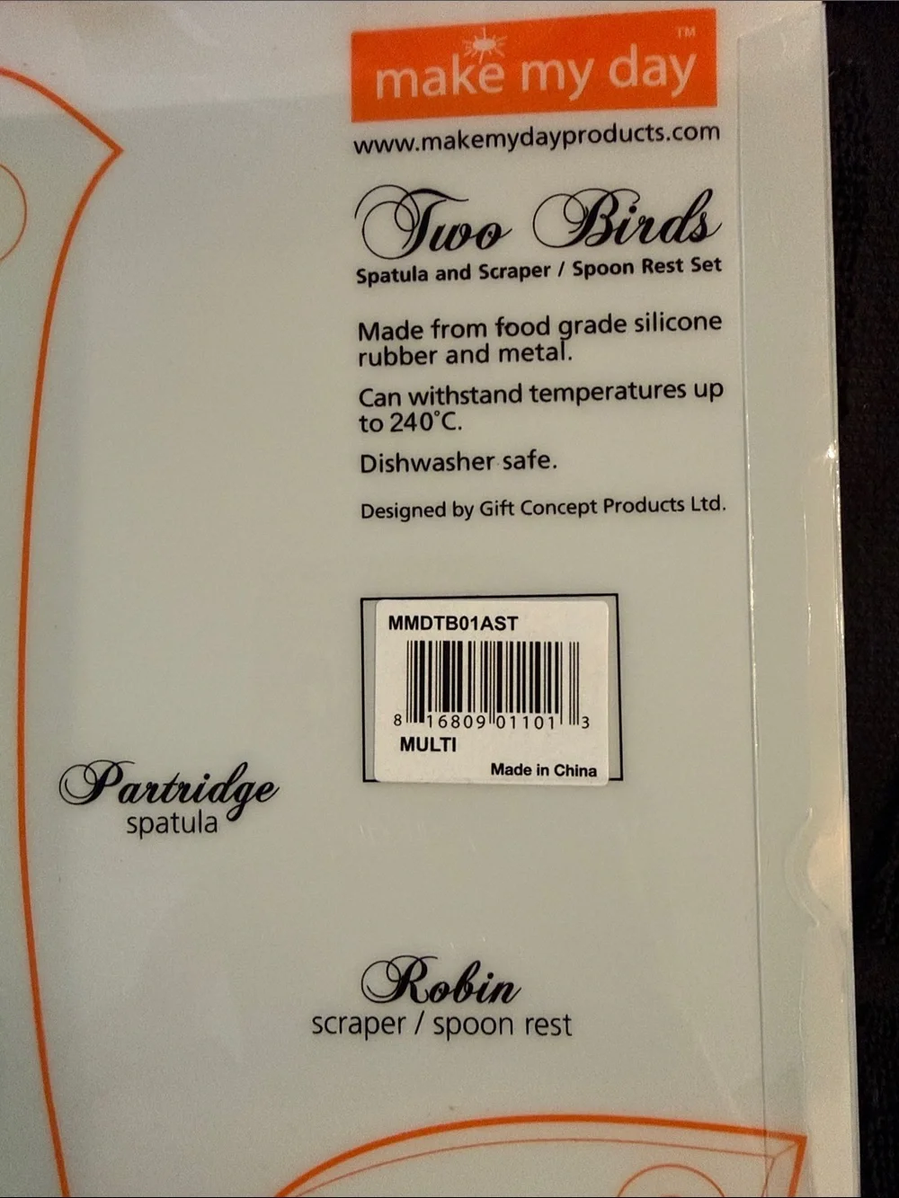 Make My Day Two Birds Lemon Green Silicone Spatula & Scraper Set